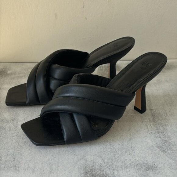 H&M Mules Heels Sandals Quilt Black Sz.39/ US8 - Picture 6 of 16